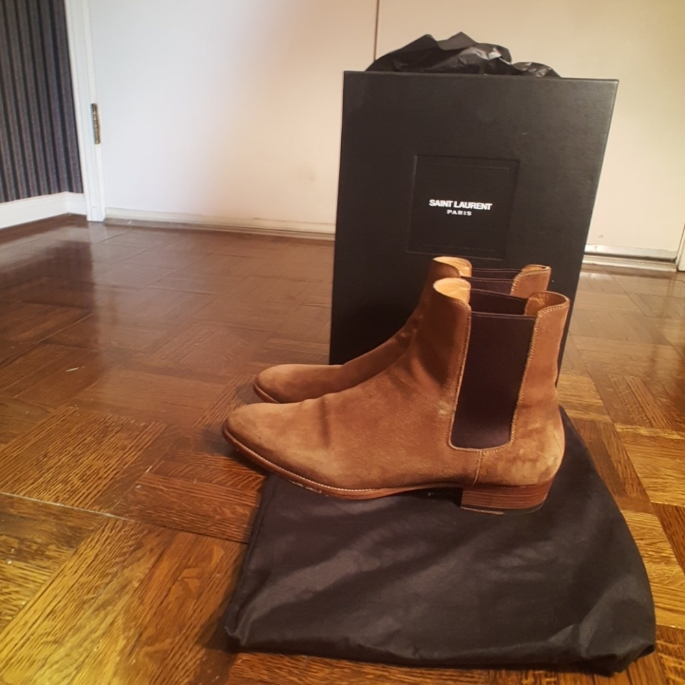 Saint Laurent Suede Hedi Cheslea Boot
